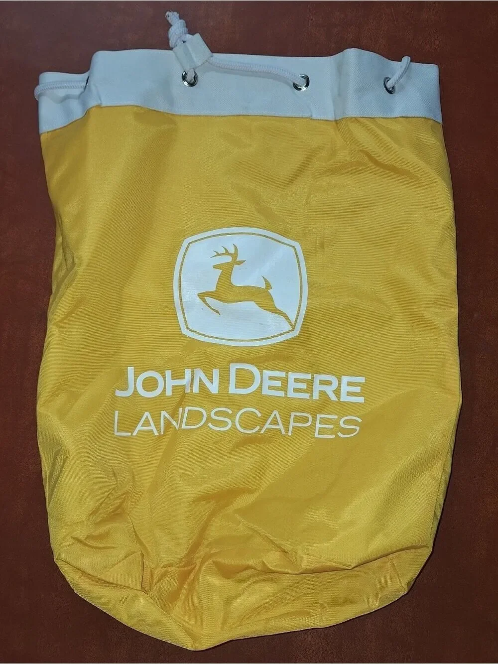 John Deere Yellow White Backpack Single Strap Drawstring